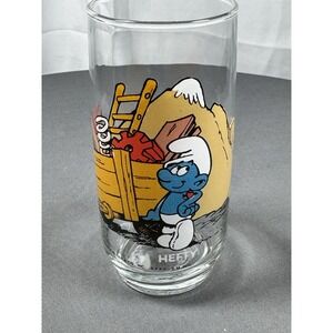 Vintage Peyo, 1982, Wallace Berrie & Co., SMURF‎ Drinking Glass, HEFTY